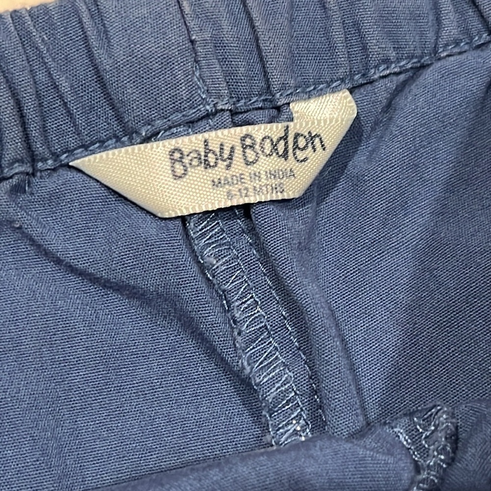 BABY BODEN 100% Cotton Shorts Infant 6-12mo Pull On Navy Pink Bows Drawstring - Picture 4 of 5